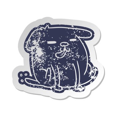 sıkıntılı eski etiket kawaii şirin bir köpek