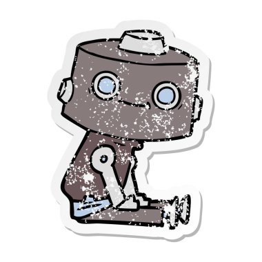 bir çizgi film robot sıkıntılı etiket