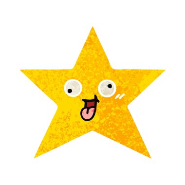 Retro illüstrasyon stil karikatür altın yıldız