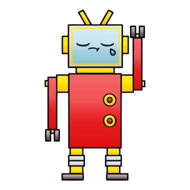 ağlayan bir robot degrade gölgeli çizgi film