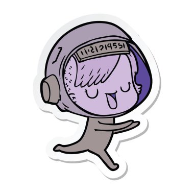 bir çizgi film astronot kadının etiket