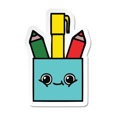 etiket bir sevimli çizgi kalem tencere