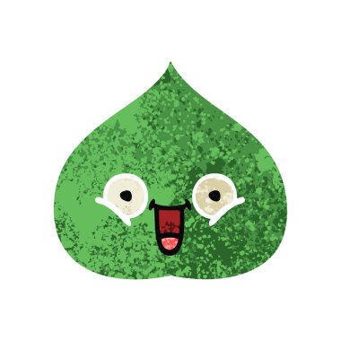 Retro illüstrasyon tarzı çizgi film ekspresiyon yaprak