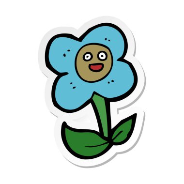 etiket yüzü olan bir çizgi film çiçek