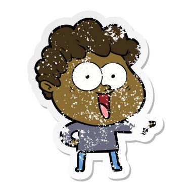 karikatür mutlu bir adamın sıkıntılı etiket