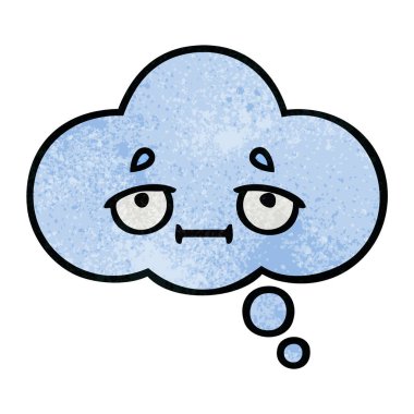 Retro grunge doku karikatür bir düşünce balonu