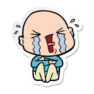 kel adam ağlıyor çizgi film etiketi