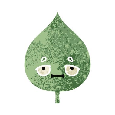 Retro illüstrasyon stil çizgi film ekspresiyon yaprak