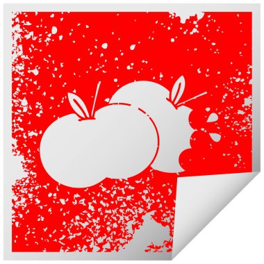 sıkıntılı kare etiketi simgesi bir sulu elma soyma