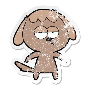 köpek sıkıntılı etiket bir karikatür sıkılmış