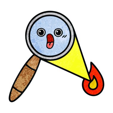 Retro grunge doku karikatür Büyüteç