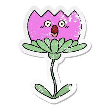 sevimli çizgi çiçek sıkıntılı etiket