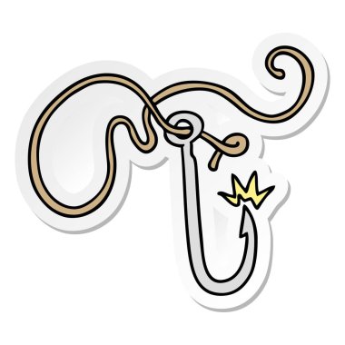 elle çizilmiş etiket karikatür doodle keskin balıkçılık kanca