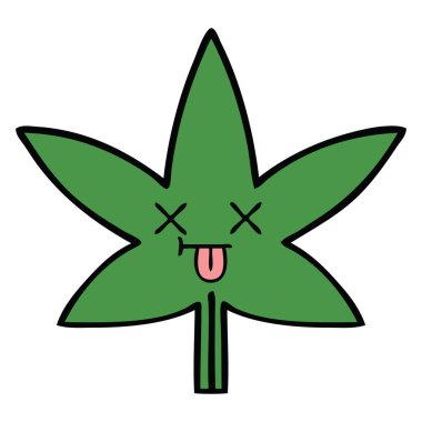 sevimli çizgi marihuana yaprağı