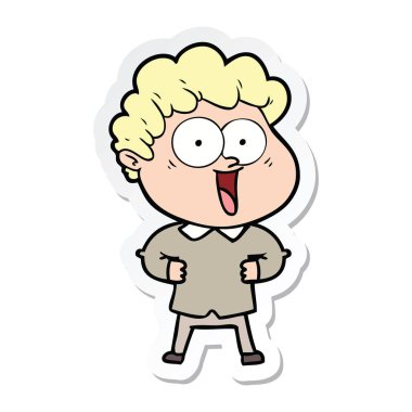 etiket karikatür mutlu bir adamın