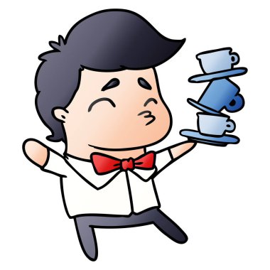 kawaii şirin garson degrade çizgi film