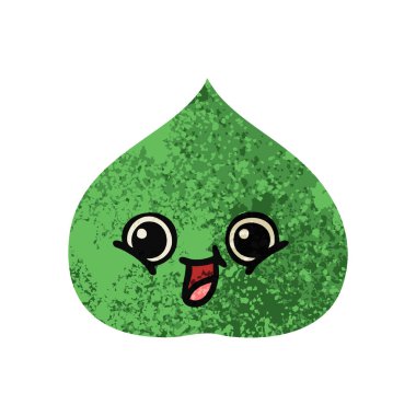 Retro illüstrasyon tarzı çizgi film ekspresiyon yaprak