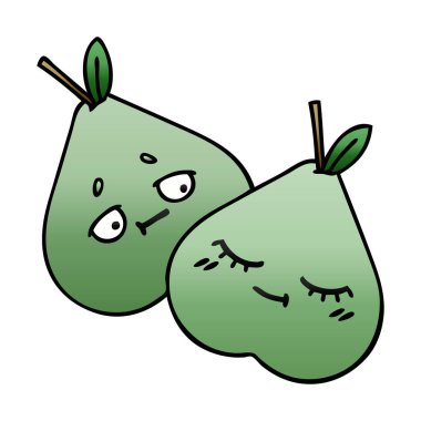 Degrade gölgeli karikatür yeşil armut