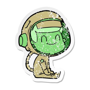 mutlu karikatür astronotun sıkıntılı etiket