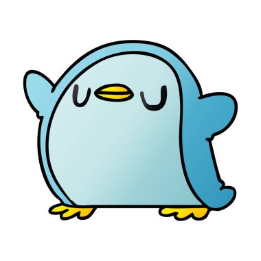 Degrade çizgi film kawaii bir sevimli penguen