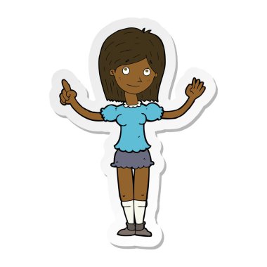 etiket fikir açıklayan bir karikatür kadının