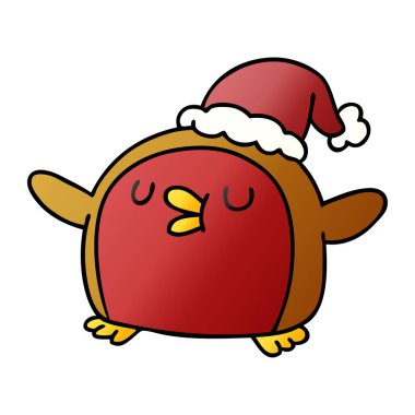 serbest el çekilmiş degrade çizgi film sevimli kawaii kırmızı robin 