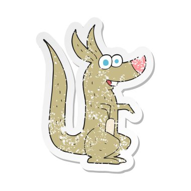 bir çizgi film kanguru Retro sıkıntılı etiket