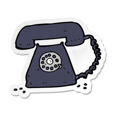 etiket karikatür retro telefon