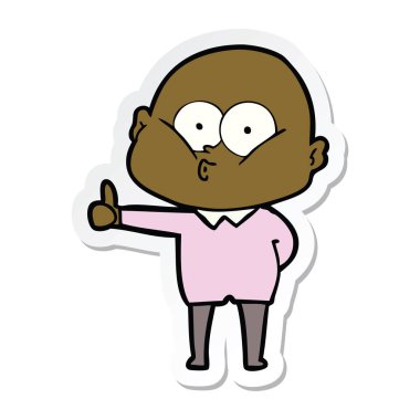 etiket bakarak bir karikatür kel adam