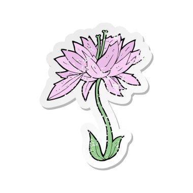 Retro sıkıntılı etiket bir karikatür çiçek