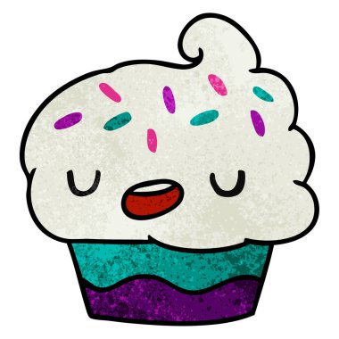 dokulu çizgi film illüstrasyon kawaii tatlı çörek