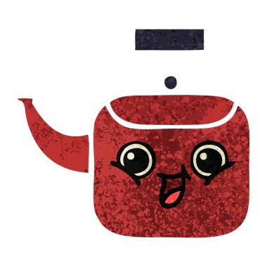 Retro illüstrasyon stil karikatür bir Kettle