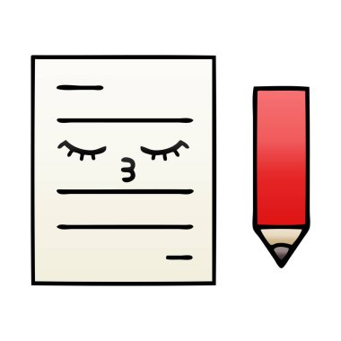 bir test kağıt degrade gölgeli çizgi film