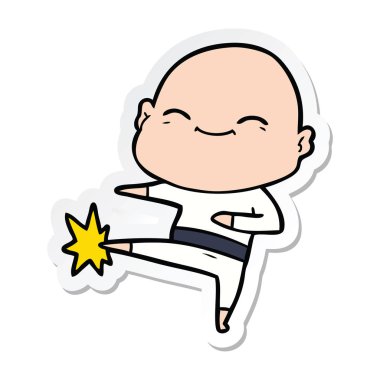 etiket bir mutlu karikatür kel adam