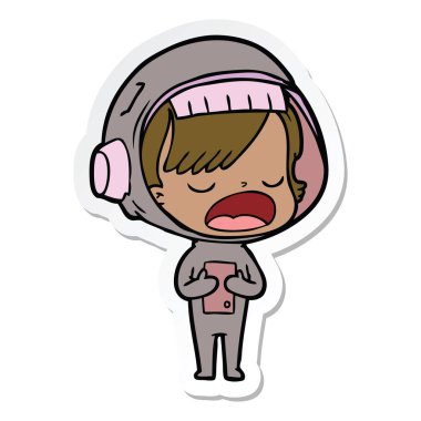 etiket açıklayan bir karikatür astronot kadının