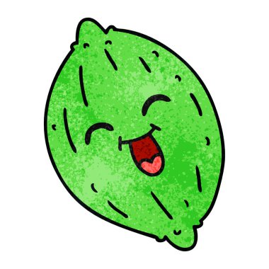 serbest el çekilmiş dokulu karikatür mutlu limon