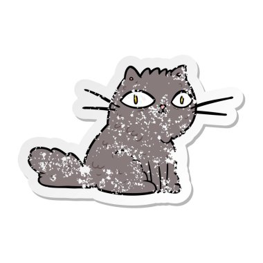 bir karikatür kedi sıkıntılı etiket