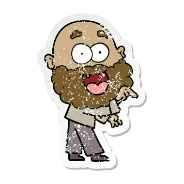 çizgi film çılgın mutlu bir adamın sakalı ile sıkıntılı etiket