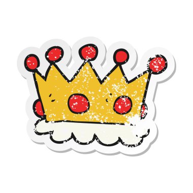 Retro etiket bir karikatür taç sıkıntılı.