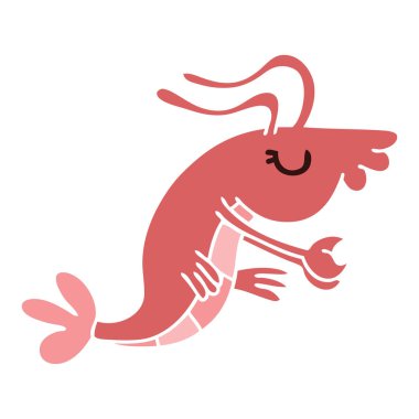 ilginç el çizilmiş karikatür mutlu karides