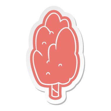 çizgi film etiketi tek yeşil ağaç