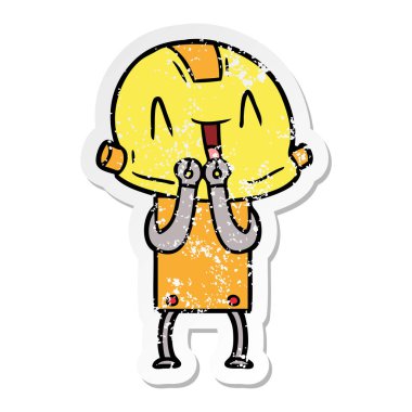 bir çizgi film robot sıkıntılı etiket