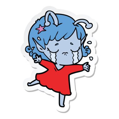 bir çizgi film ağlayan uzaylı kız etiketi