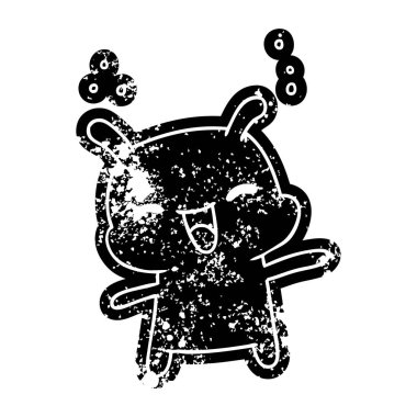 Grunge simgesi kawaii şirin mutlu uzaylı