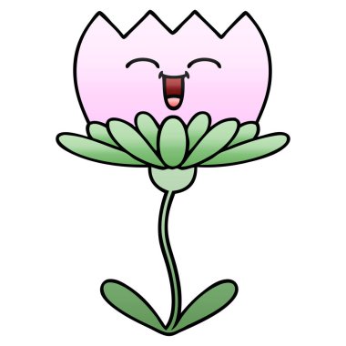 Degrade gölgeli karikatür çiçek