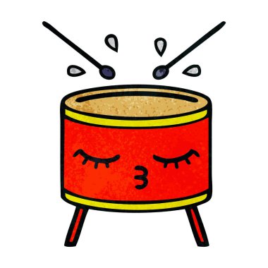 Retro grunge doku karikatür davul