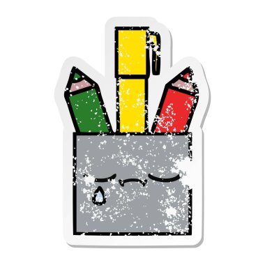 bir sevimli çizgi kalem tencere sıkıntılı etiket