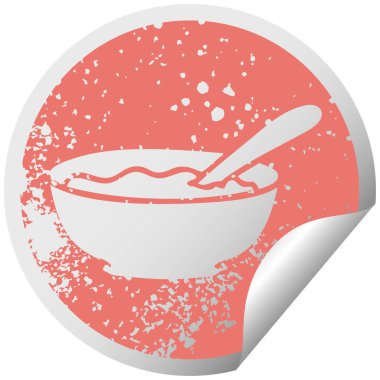 sıkıntılı dairesel peeling etiket ilginç sembolü kase yulaf lapası