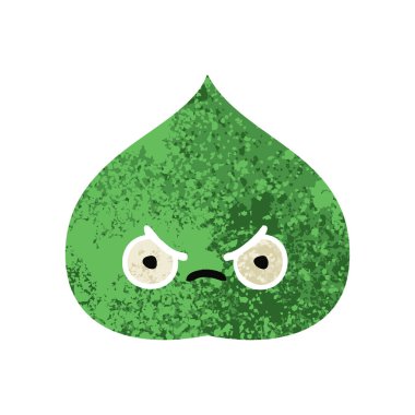 Retro illüstrasyon tarzı çizgi film ekspresiyon yaprak