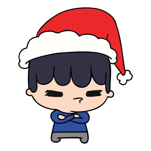 Kerst tekenfilm van kawaii jongen — Stockvector